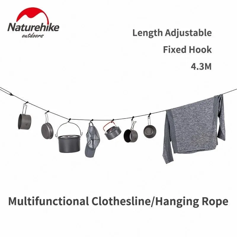 Corde à linge polyvalente & réglable pour camping / bivouac 4.3m Naturehike - NH19PJ040