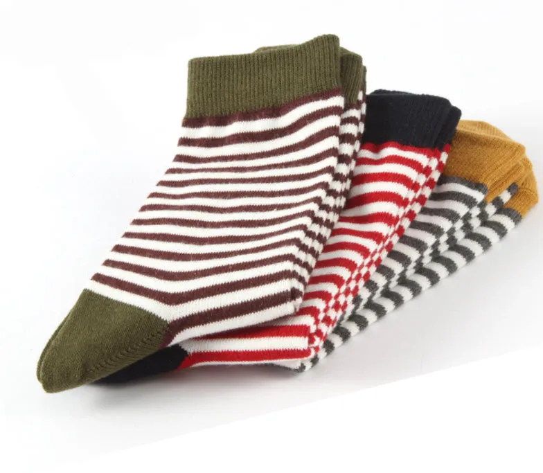 Crew Socks | Green Stripes | Cotton