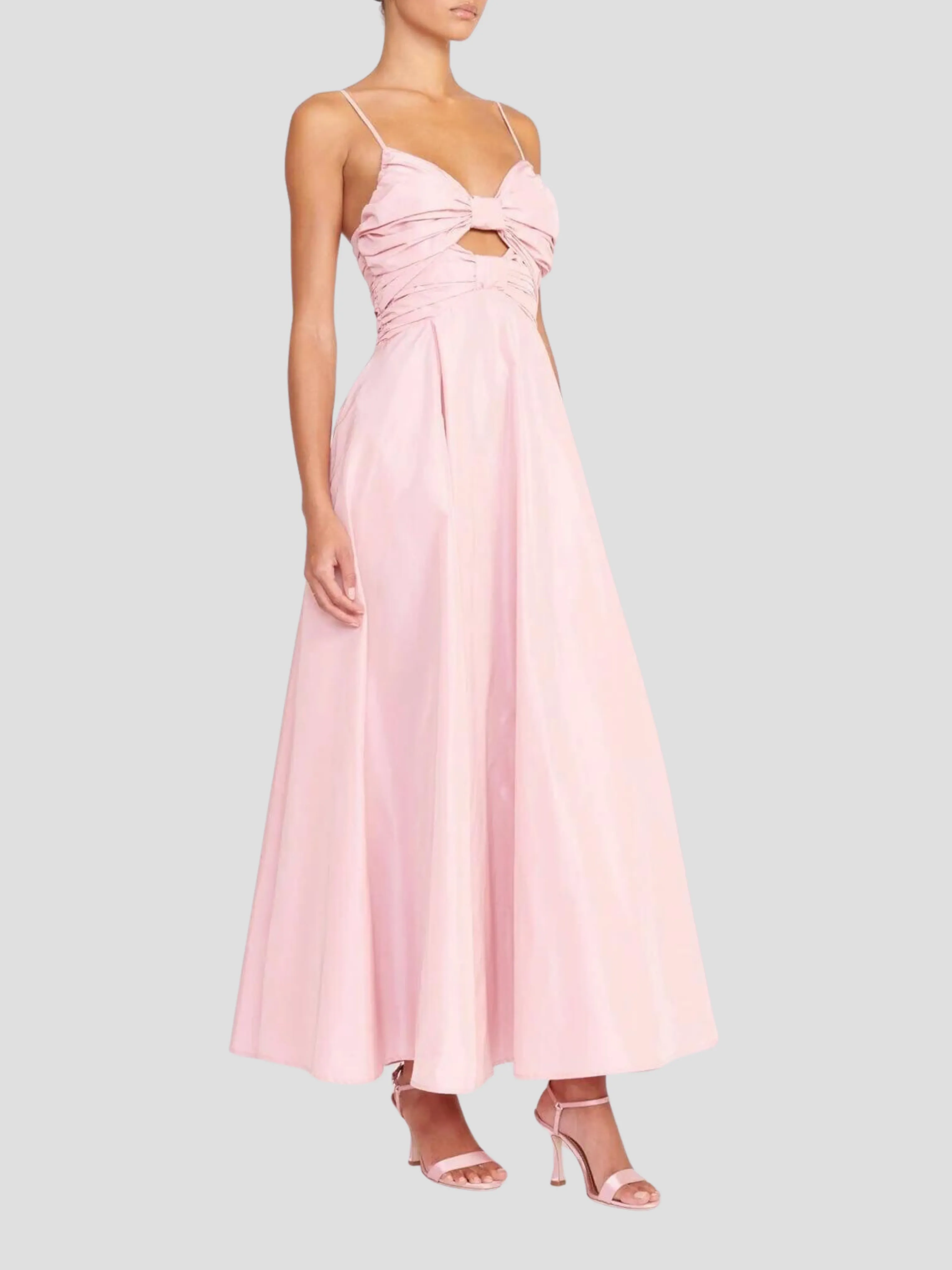 Dayanara Pink Bow-Front Midi Dress