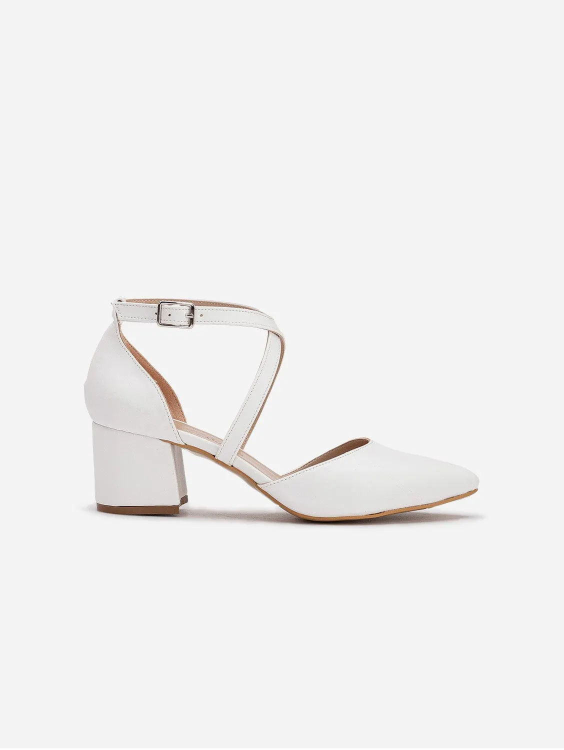 Dolly Vegan Leather Bridal Heels | White