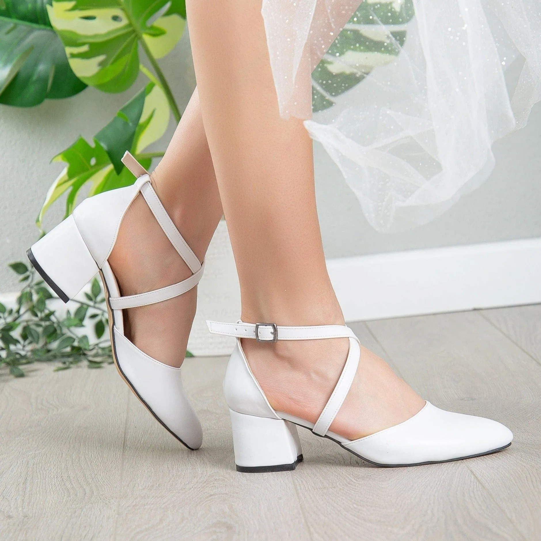 Dolly Vegan Leather Bridal Heels | White