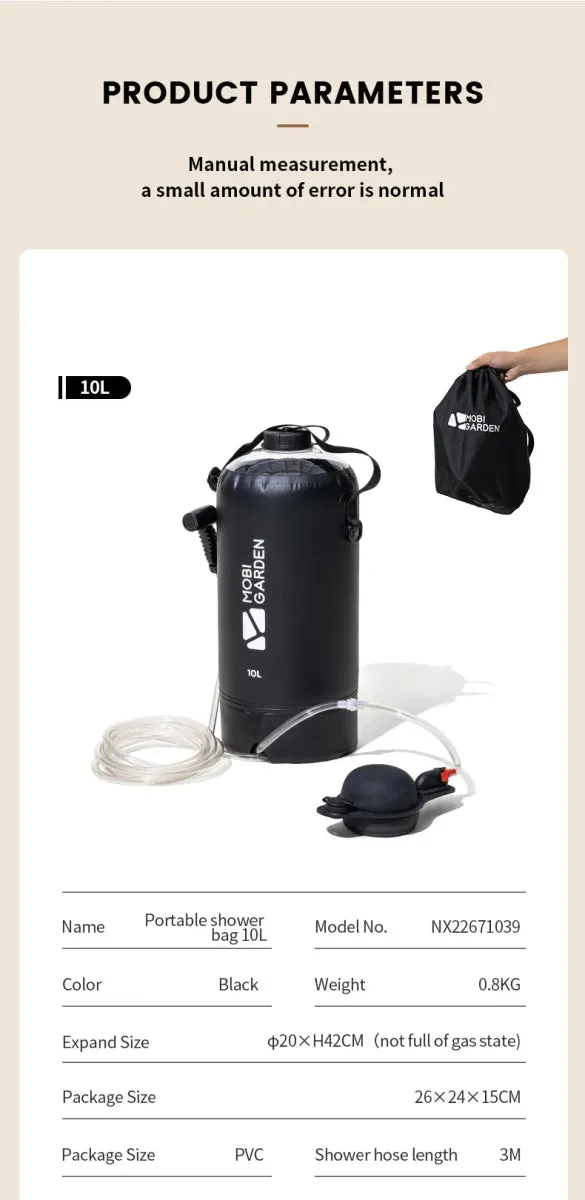 Douche portable solaire de camping avec pompe à pied 1kg MOBI GARDEN - NX22671039