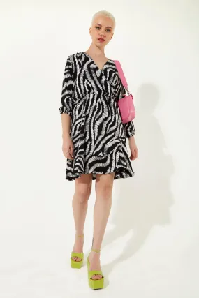 Dresses | Abstract Animal Printed Mini Dress with 3/4 Length Sleeves | House of Holland