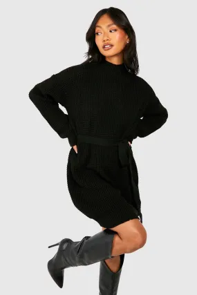 Dresses | High Neck Belted Knitted Mini Dress | boohoo