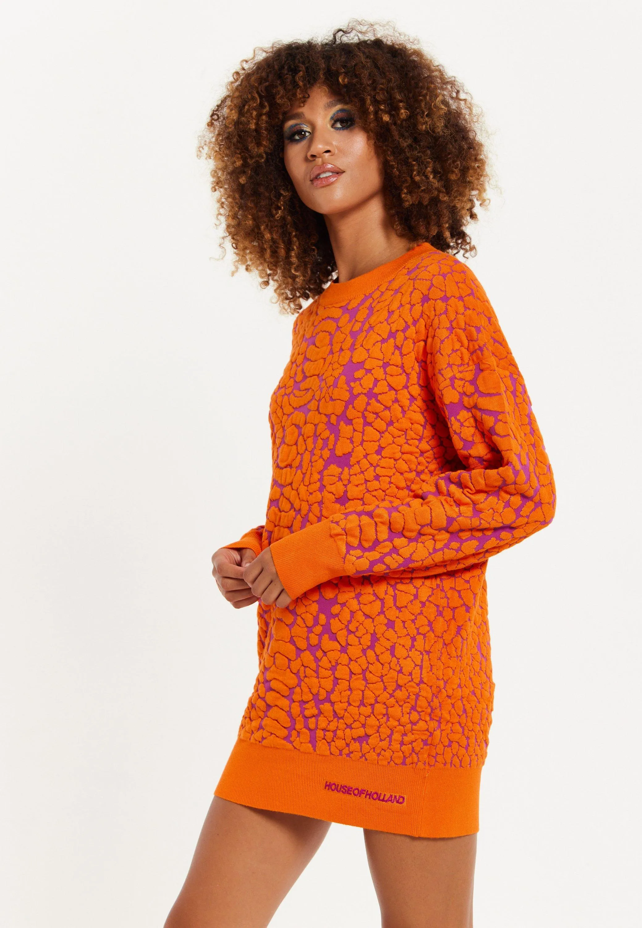 Dresses | Jacquard Duo Jumper Dress Orange & Pink | House of Holland