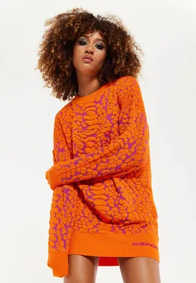 Dresses | Jacquard Duo Jumper Dress Orange & Pink | House of Holland