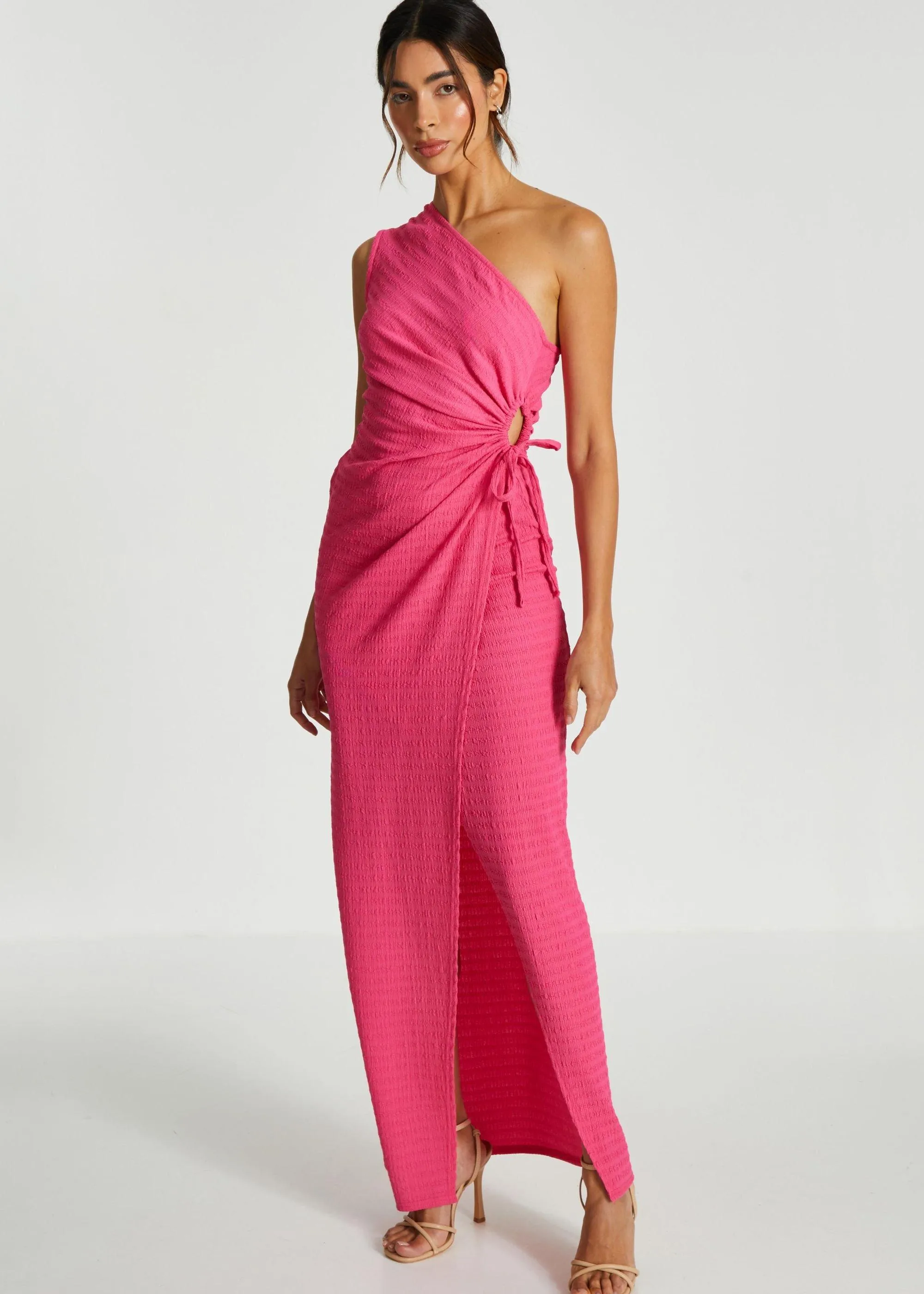 Dresses | One Shoulder Wrap Cut Out Maxi Dress | Quiz