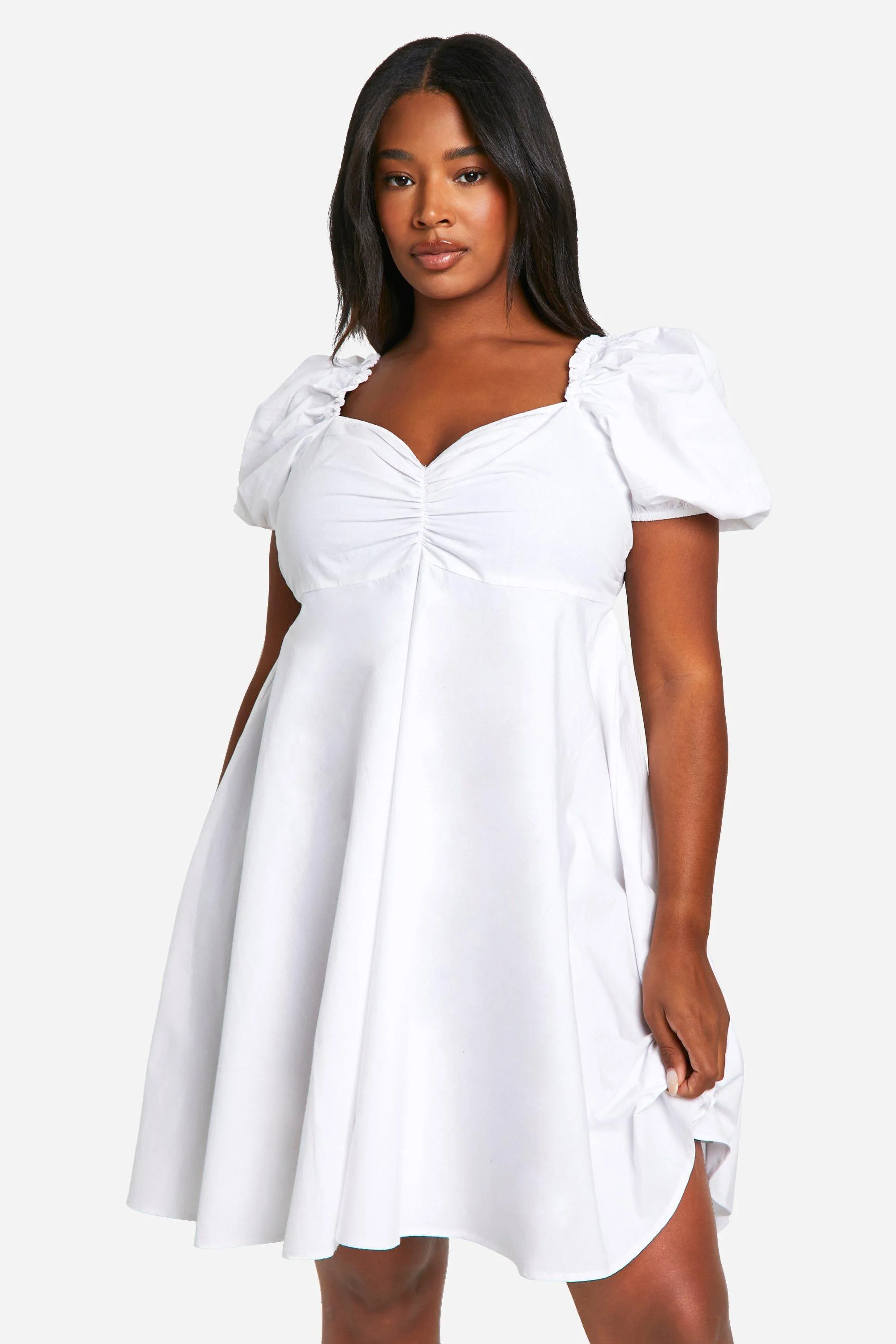 Dresses | Plus Cotton Poplin Puff Sleeve Smock Dress | boohoo