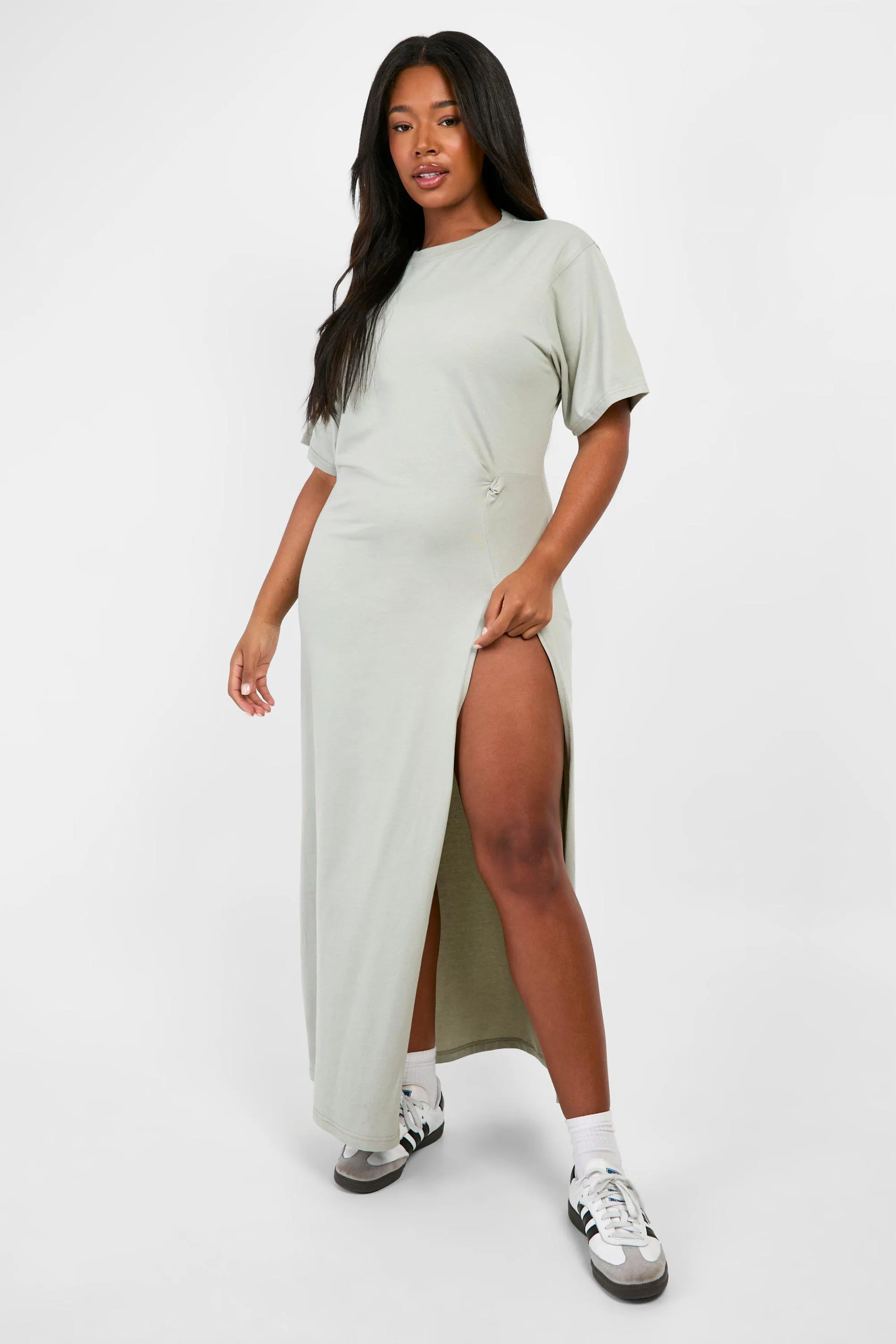 Dresses | Plus Knot Detail High Split T-shirt Dress | boohoo