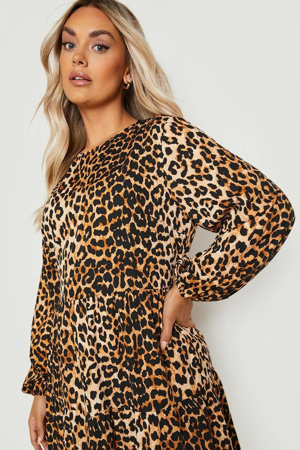 Dresses | Plus Leopard Print Tiered Midi Dress | boohoo