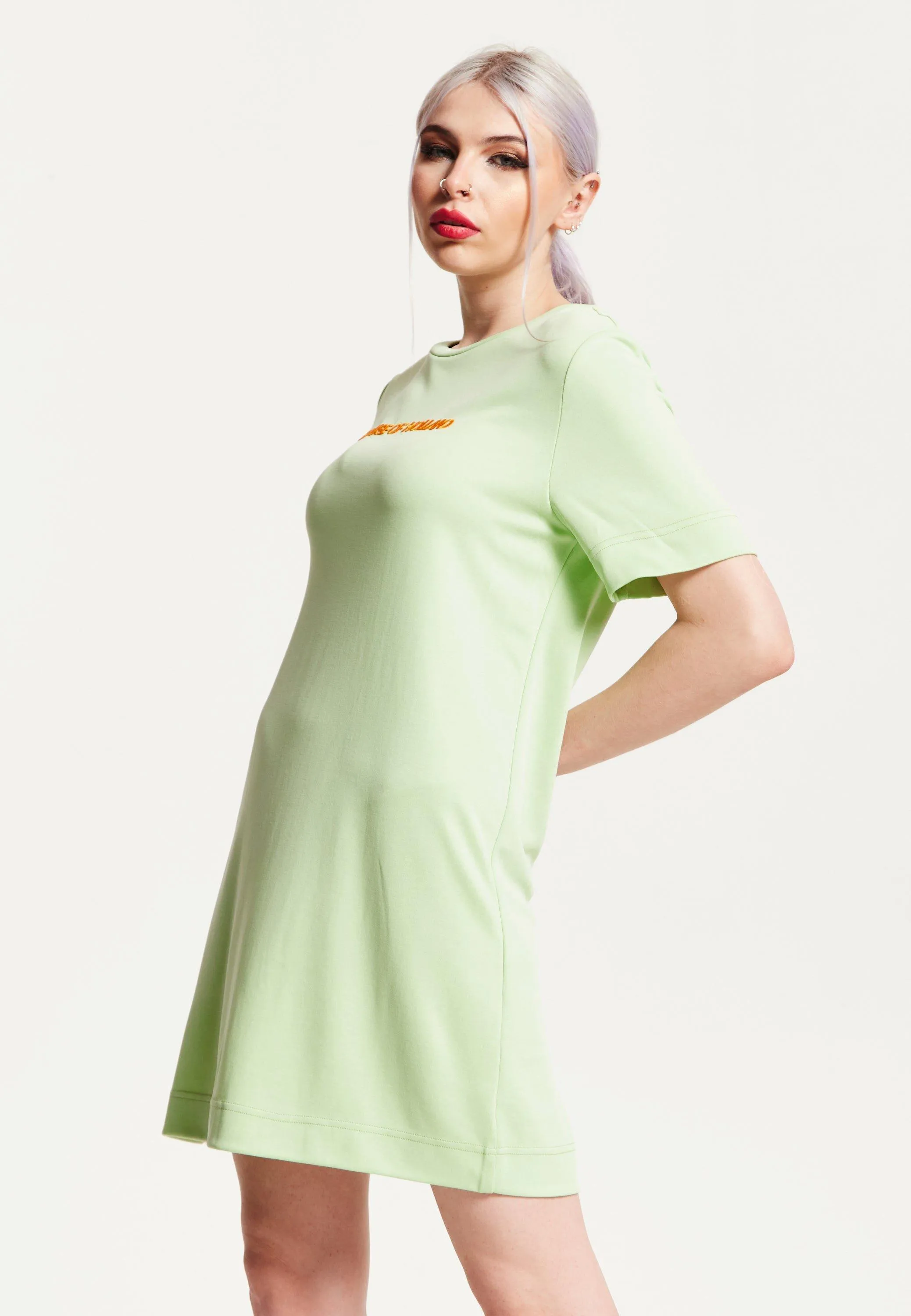 Dresses | Sage Tencel T-Shirt Dress With Logo Embroidery | House of Holland