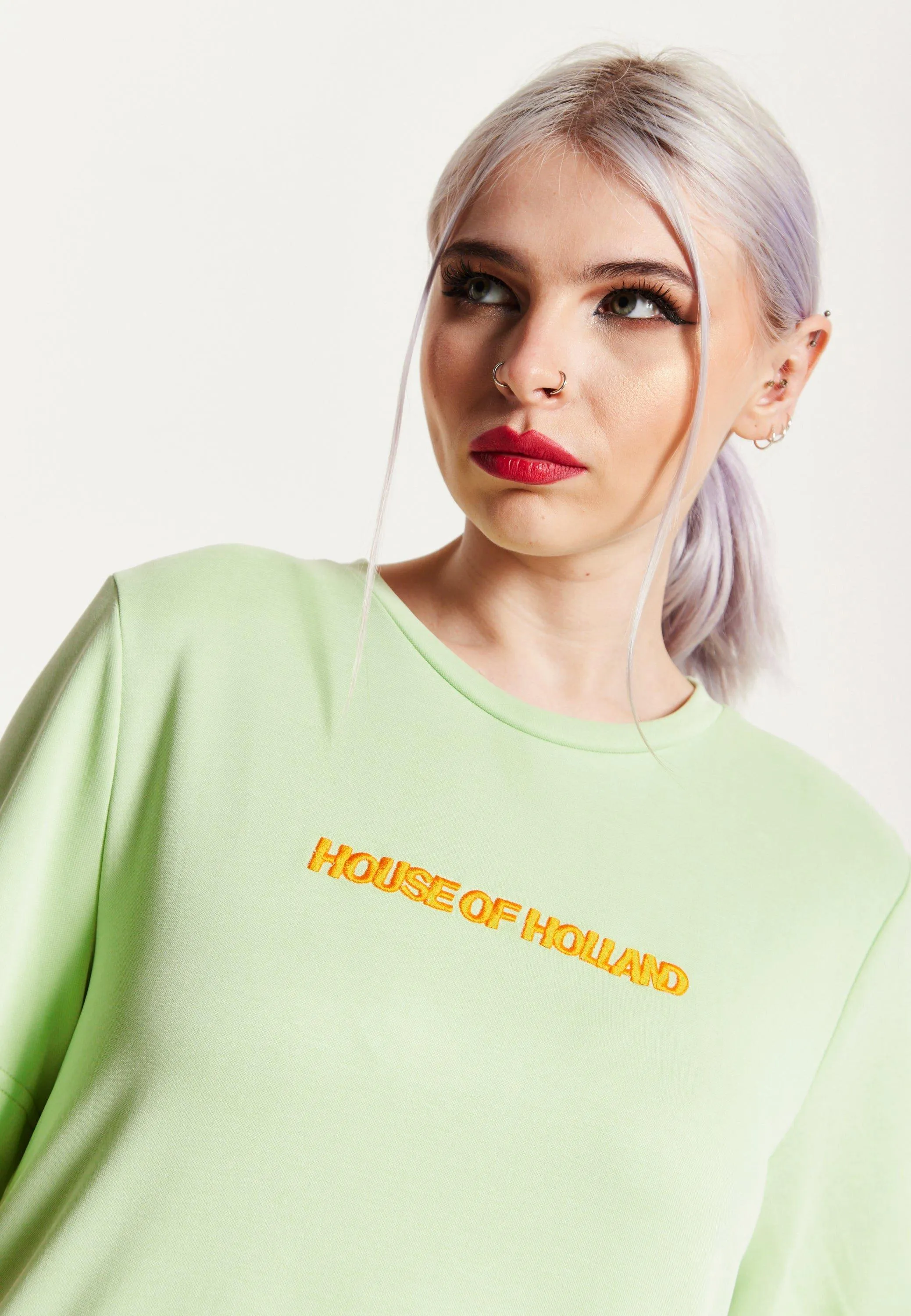 Dresses | Sage Tencel T-Shirt Dress With Logo Embroidery | House of Holland