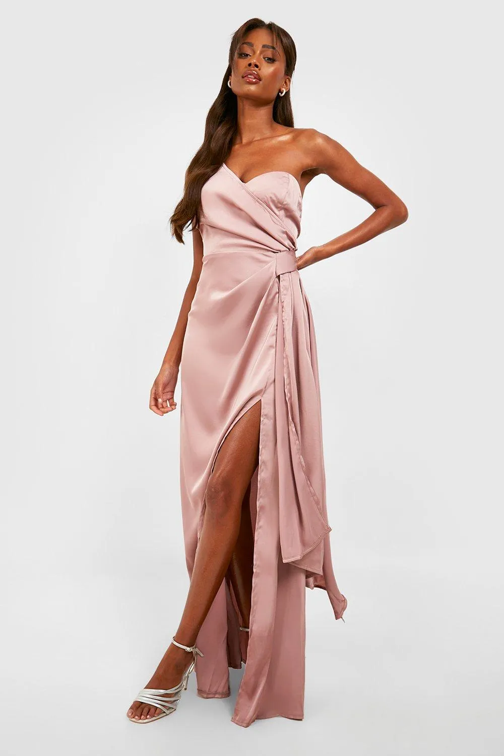 Dresses | Satin One Shoulder Drape Maxi Dress | boohoo