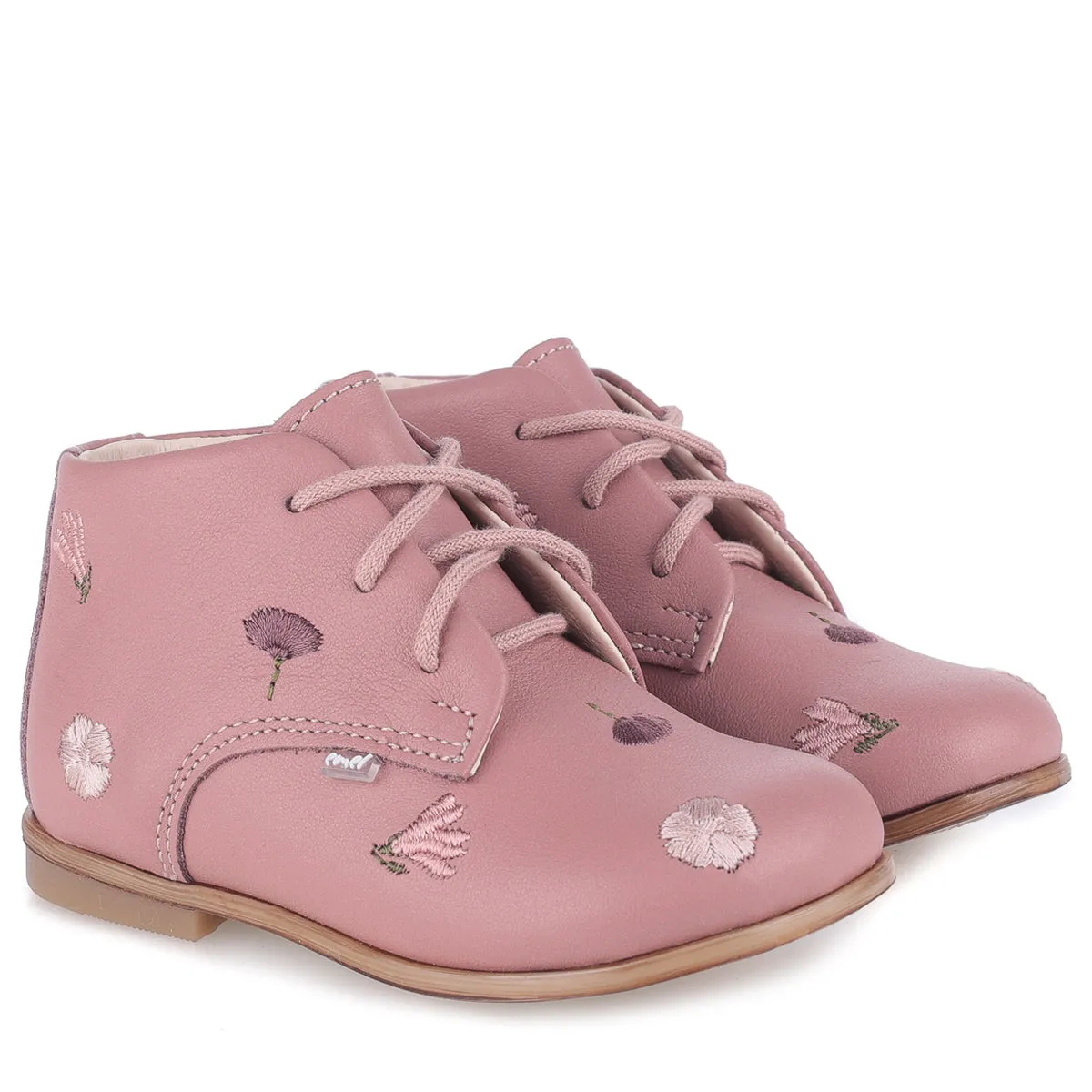 (ES 1426G-2) Emel flowered classic first shoes pink