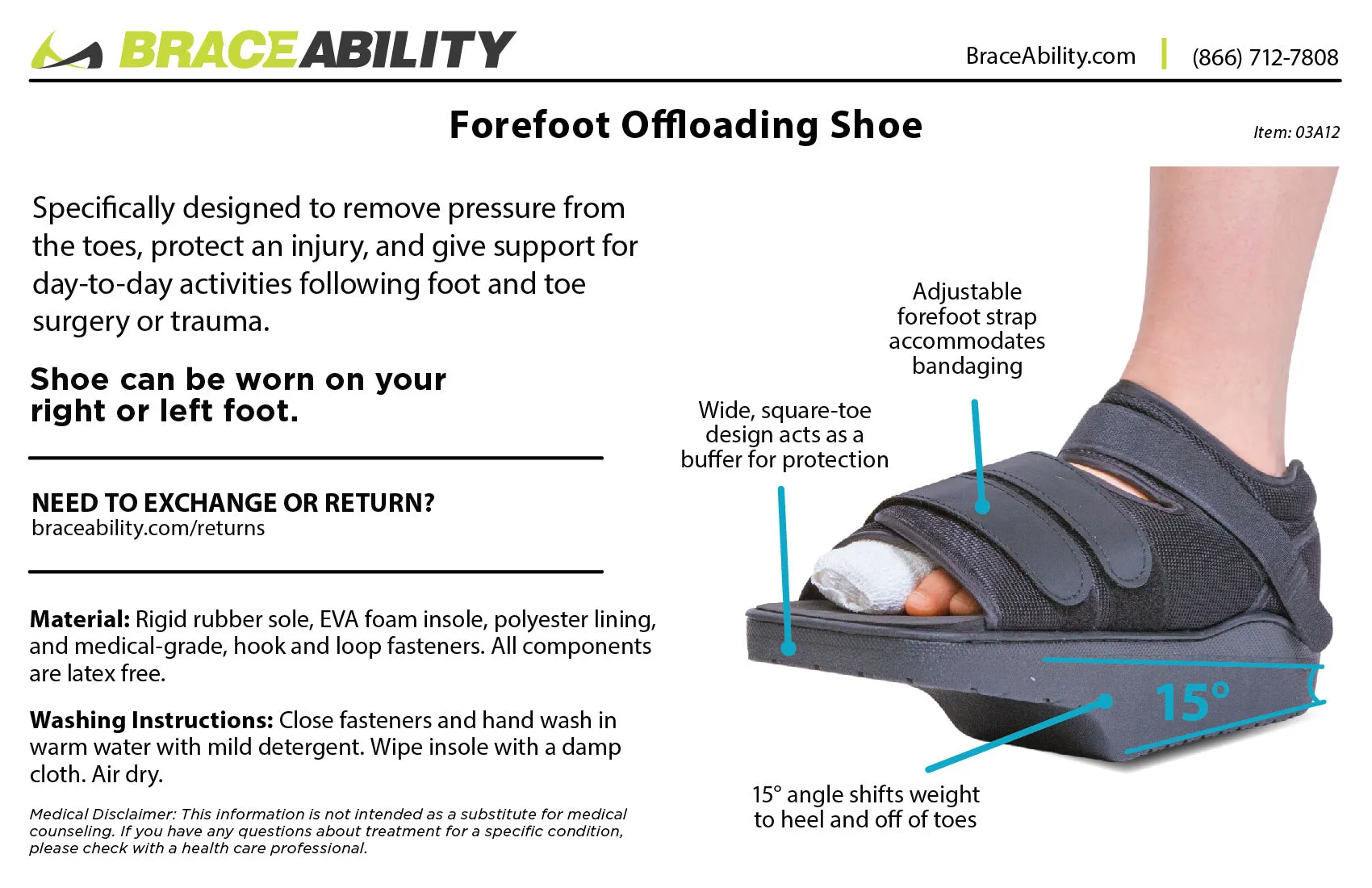 Forefoot Off-Loading Post Surgery Shoe | Non-Weight Bearing Support Boot for Toe and Foot Protection