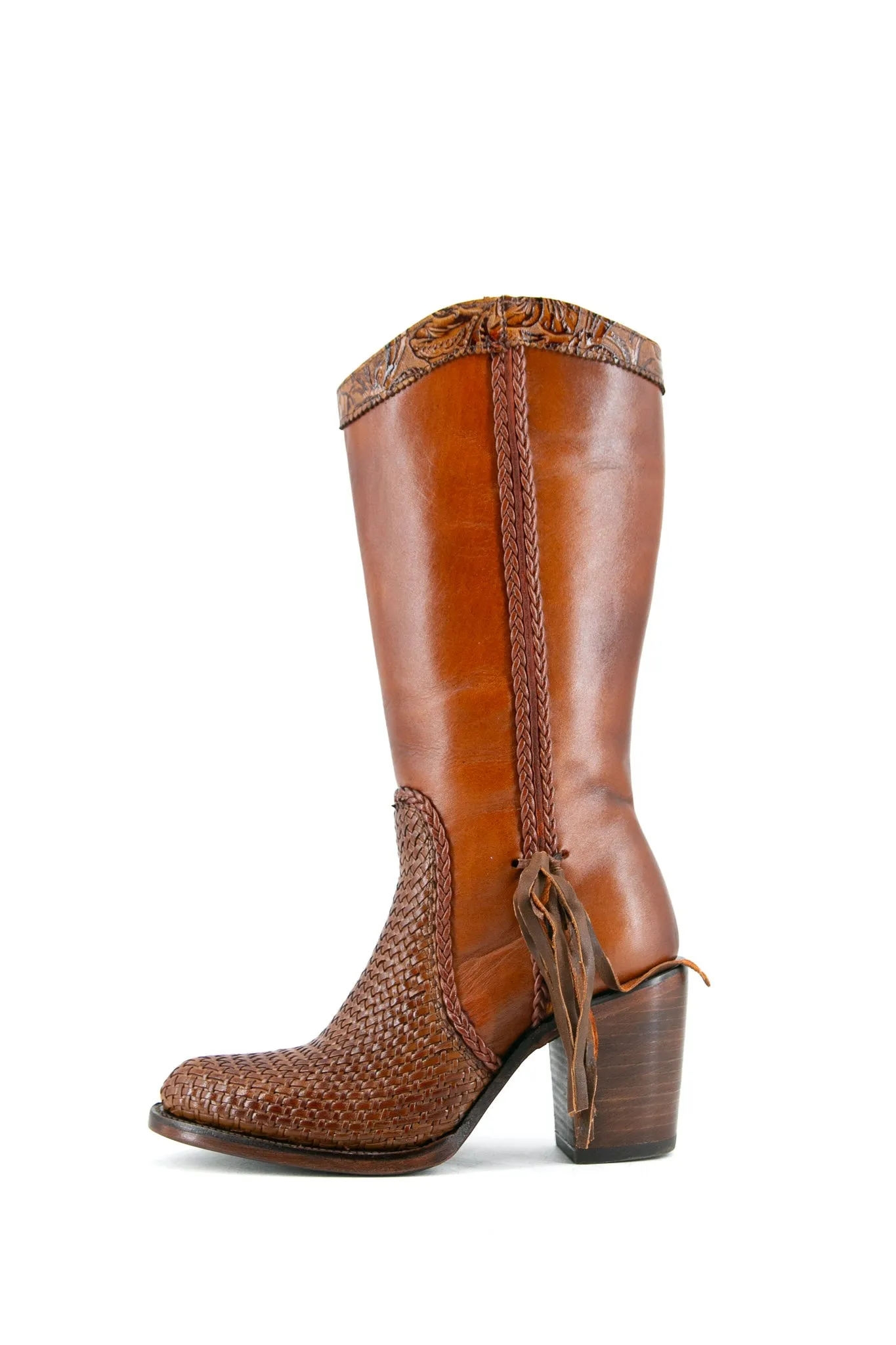 Frida Woven Midi Round Toe Cowgirl Boot