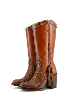 Frida Woven Midi Round Toe Cowgirl Boot