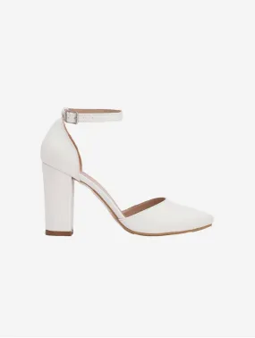 Gisele Vegan Leather Ribbon Wedding Heels | White