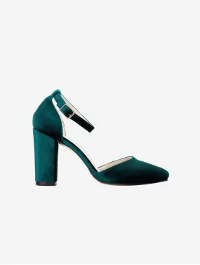 Gisele Vegan Velvet Heels | Emerald Green