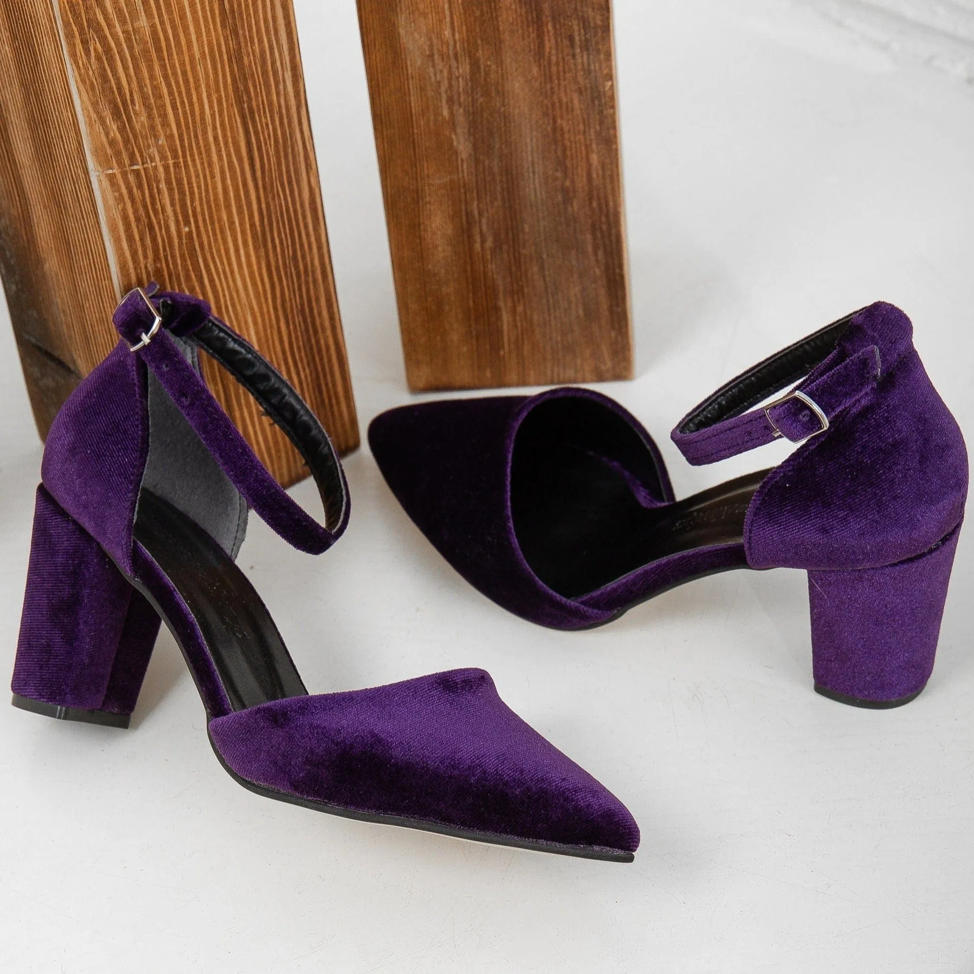 Gisele Vegan Velvet Ribbon Heels | Purple