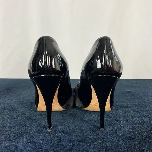 Giuseppe ZanottiBlack Satin Peep Toe Pumps