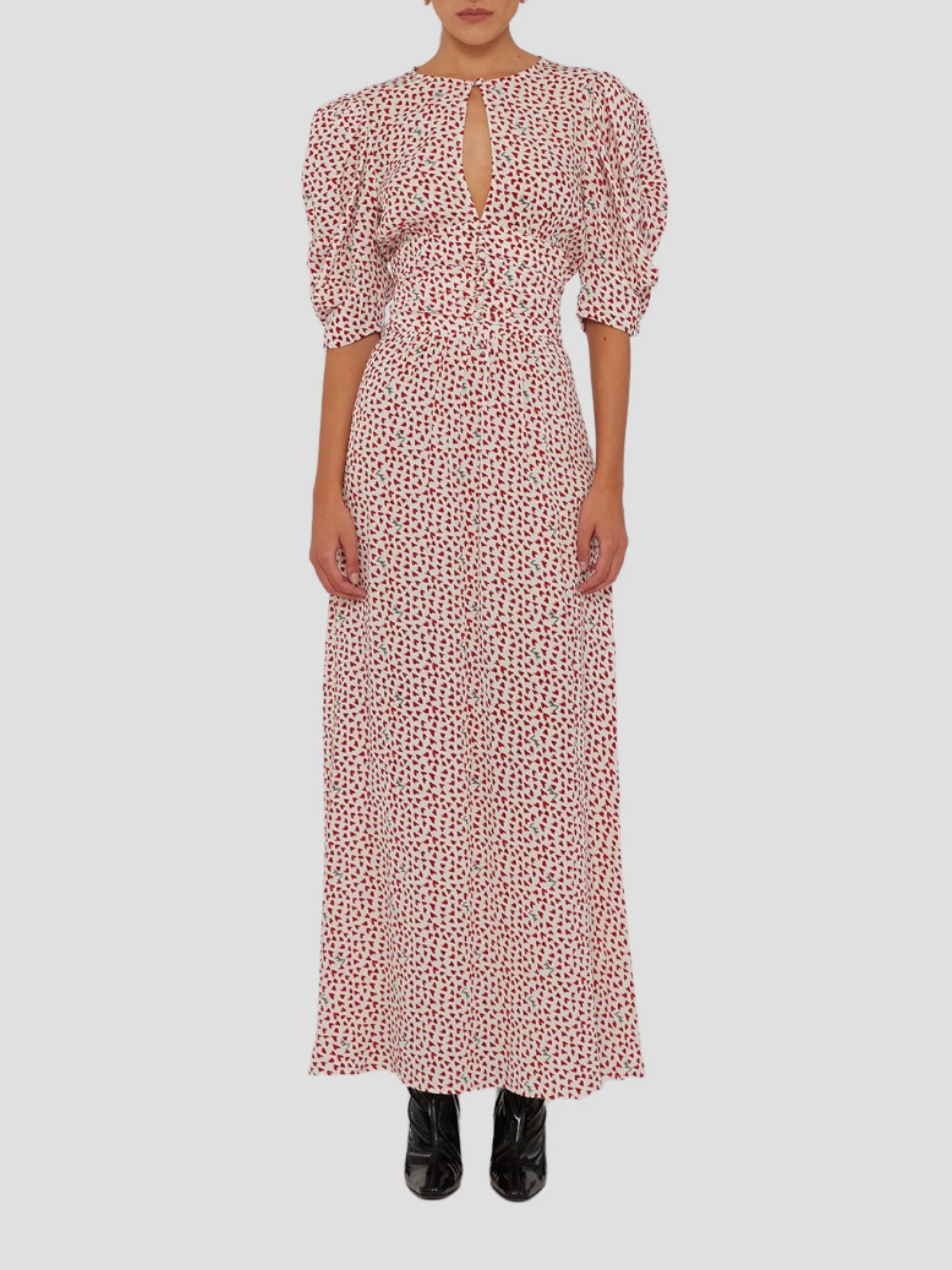 Heart Printed Maxi Flowy Dress