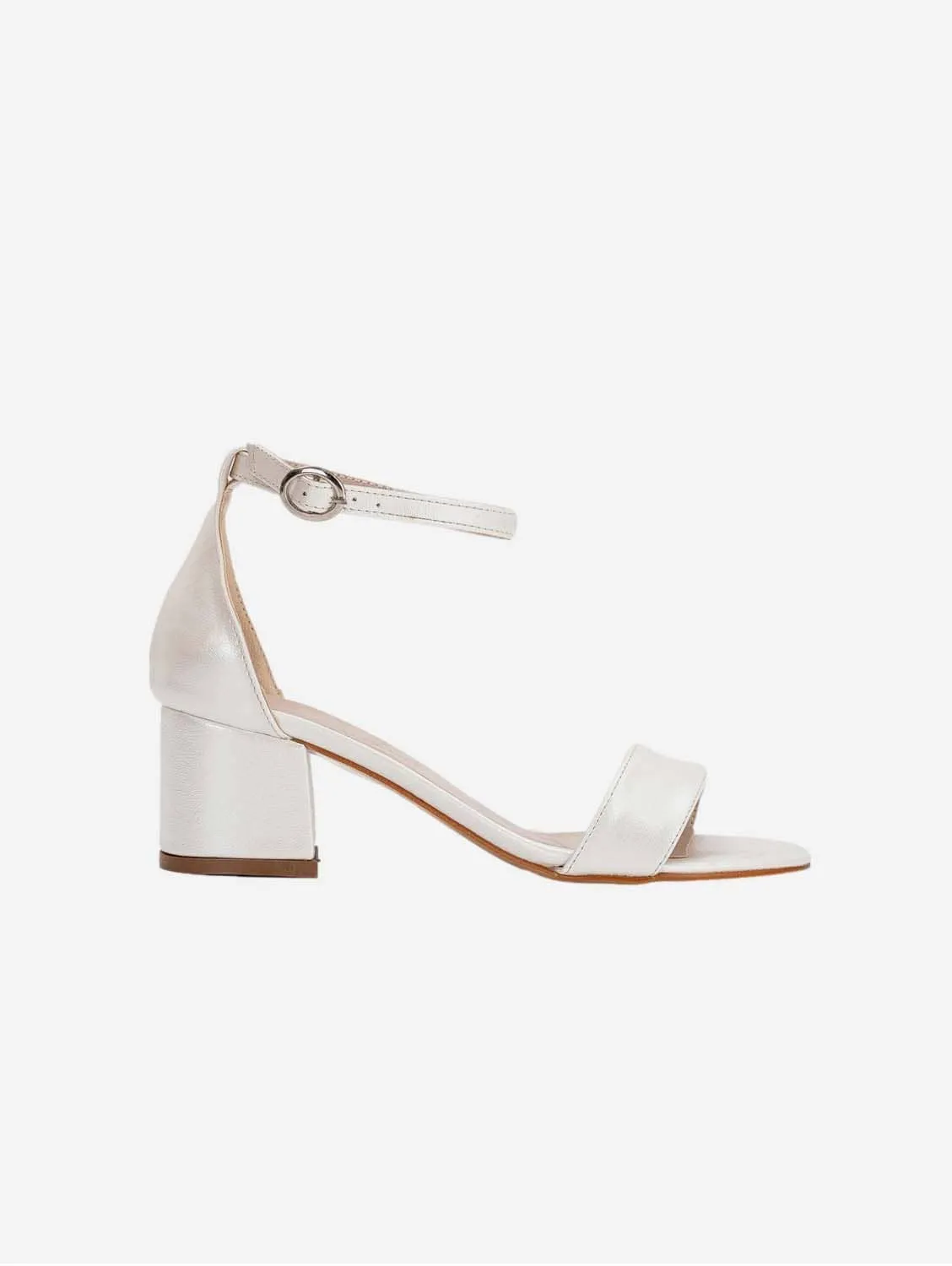 Hera Vegan Leather Ribbon Heeled Wedding Sandals | Ivory