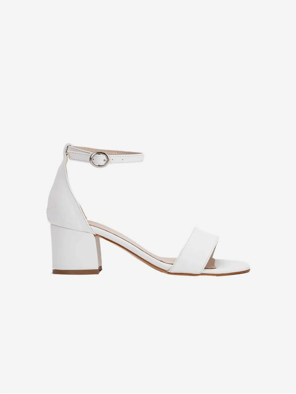 Hera Vegan Leather Ribbon Heeled Wedding Sandals | White