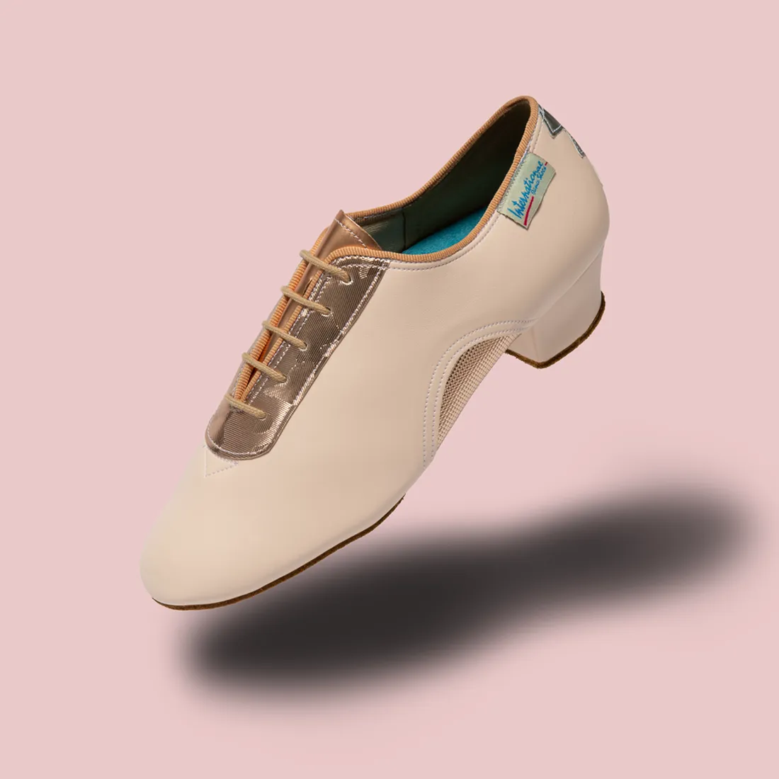 International Dance Shoes IDS Artiste SS Himalayan Rose Teaching and Practice Shoe with Metallic Rose Gold Accents in Stock