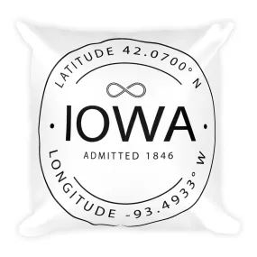 Iowa - Throw Pillow - Latitude & Longitude