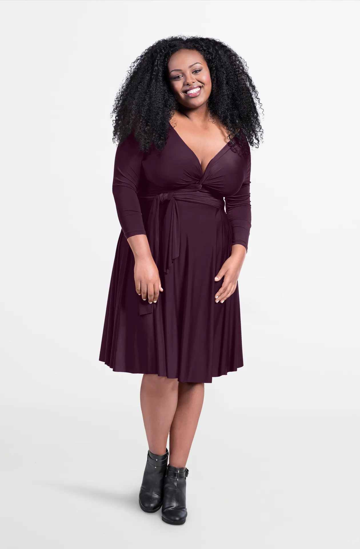 Iris Midi Eggplant Purple / 3X/4X - Convertible Cocktail & Work Dresses