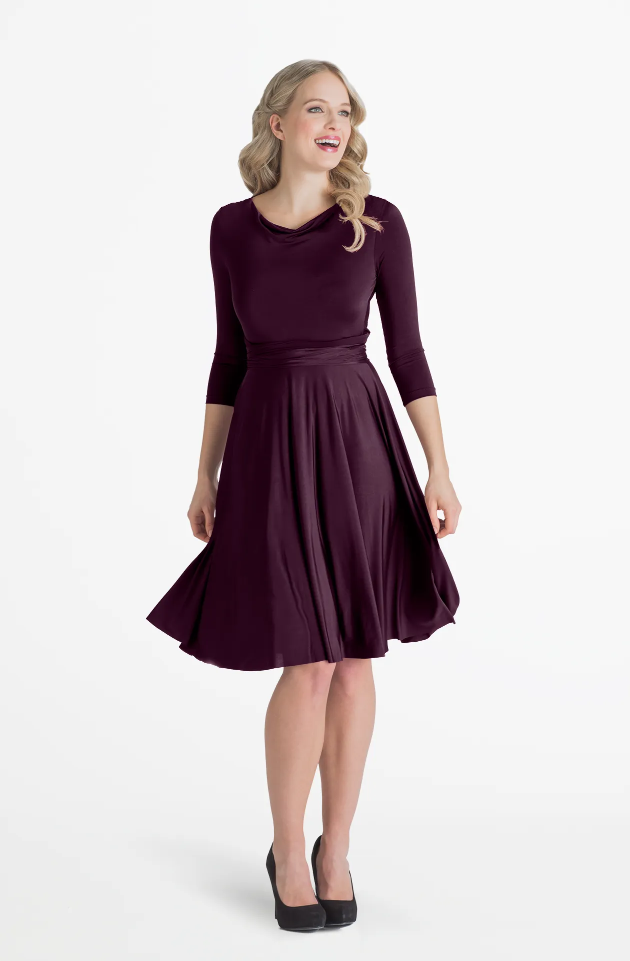 Iris Midi Eggplant Purple / 3X/4X - Convertible Cocktail & Work Dresses