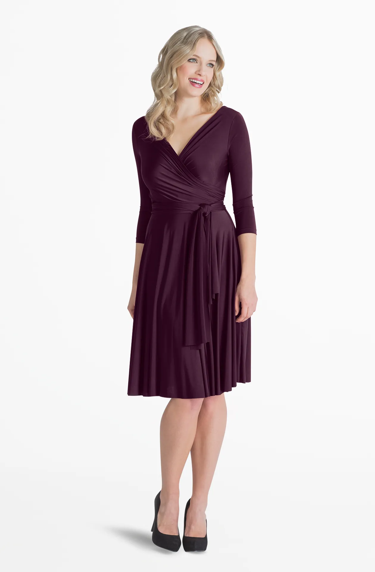 Iris Midi Eggplant Purple / 3X/4X - Convertible Cocktail & Work Dresses