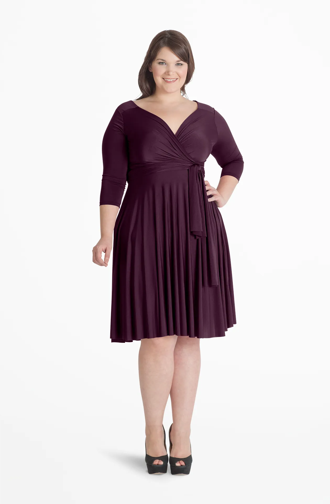 Iris Midi Eggplant Purple / 3X/4X - Convertible Cocktail & Work Dresses