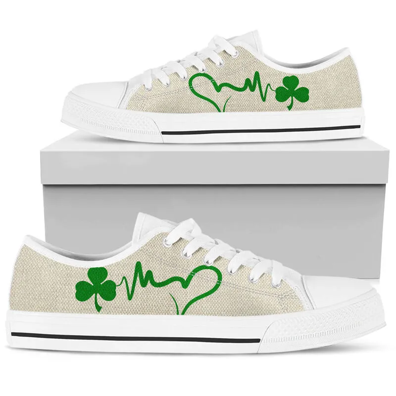 Irish Shamrock Heartbeat Irish St Patrick’s Day Converse Sneakers Low Top Shoes