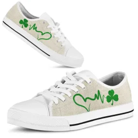 Irish Shamrock Heartbeat Irish St Patrick’s Day Converse Sneakers Low Top Shoes