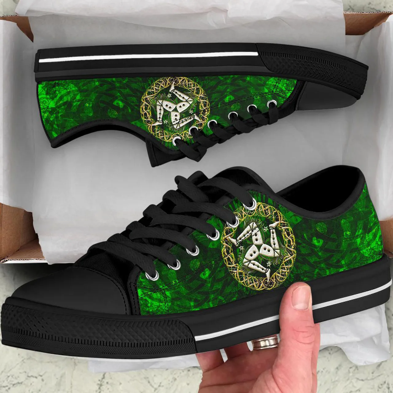 Isle of Man With Celtic Patterns Irish St Patrick’s Day Converse Sneakers Low Top Shoes