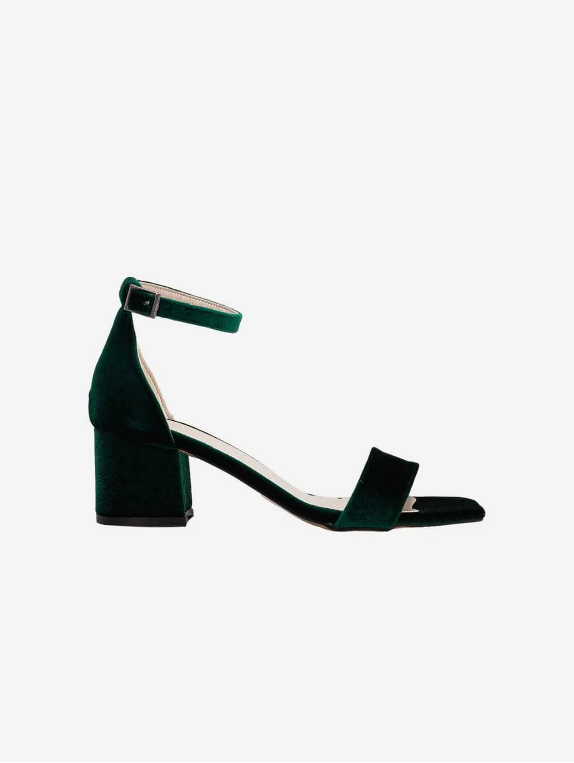 Iva Vegan Velvet Low Heel Sandals | Green