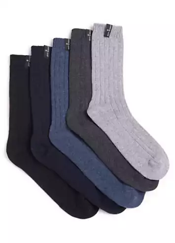 Jeff Banks Mens Wool Blend Socks - 5 Pair Pack | Kaleidoscope