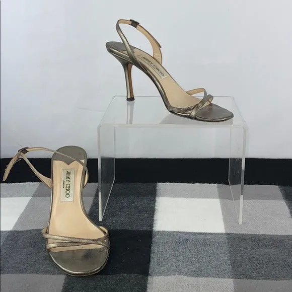 Jimmy Choo Bronze Strappy Ankle Strap Heels