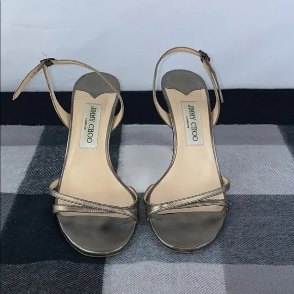 Jimmy Choo Bronze Strappy Ankle Strap Heels