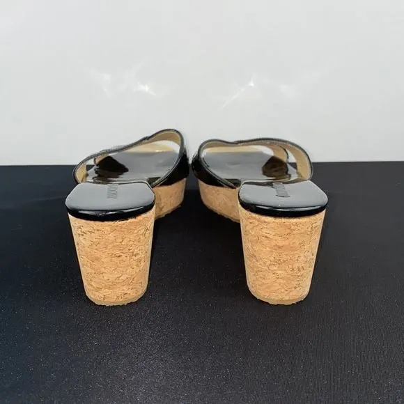 JimmyChooBlack Patent Cork Bottom Platforms