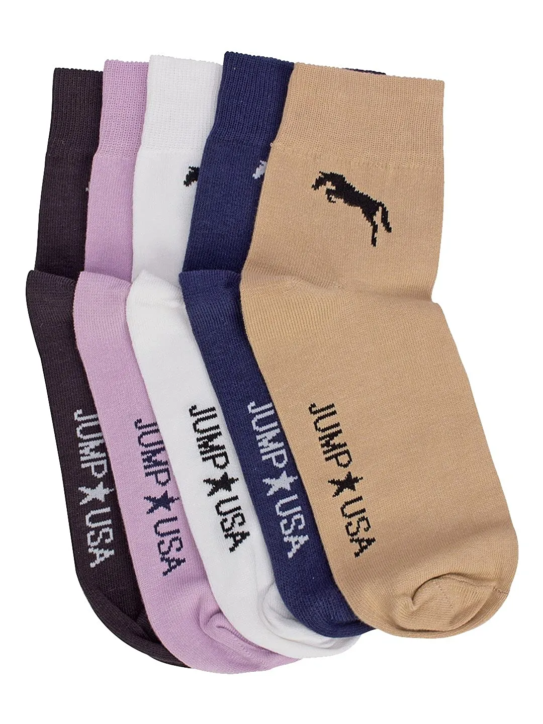 JUMP USA Men's Ankle Length Bamboo Cotton Socks - Pack of 5 | Men Casual Socks for Everyday Wear - Sweat Proof, Quick Dry, Padde