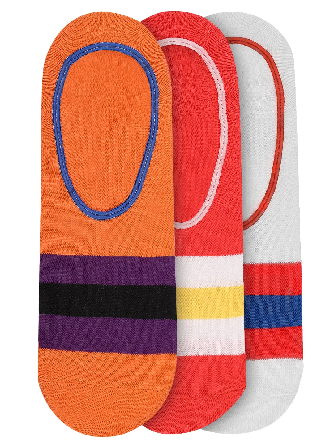 JUMP USA Women's Cotton Shoe Liner Socks (Orange, Red, White,Free Size) Pack of 3