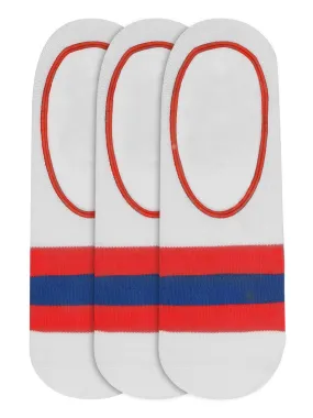 JUMP USA Women's Cotton Shoe Liner Socks (White,Blue,Red, Free Size) Pack of 3