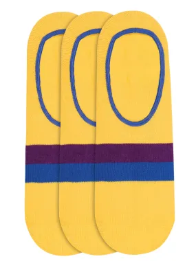 JUMP USA Women's Cotton Shoe Liner Socks (Yellow,Blue,Purple, Free Size) Pack of 3