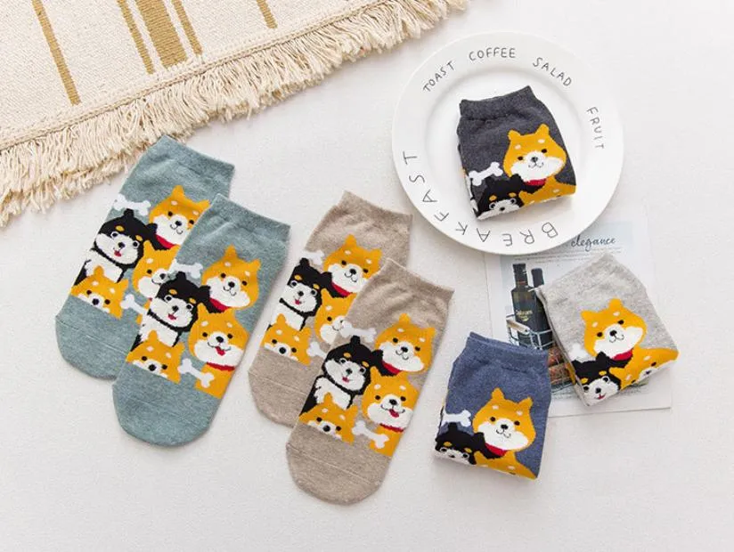 Kawaii Cute Ankle Socks - Puppies Set of 5