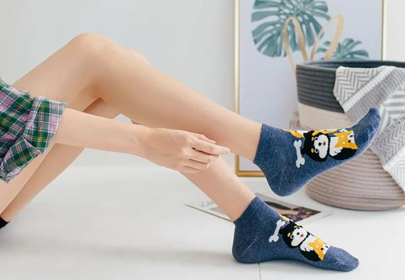 Kawaii Cute Ankle Socks - Puppies Set of 5