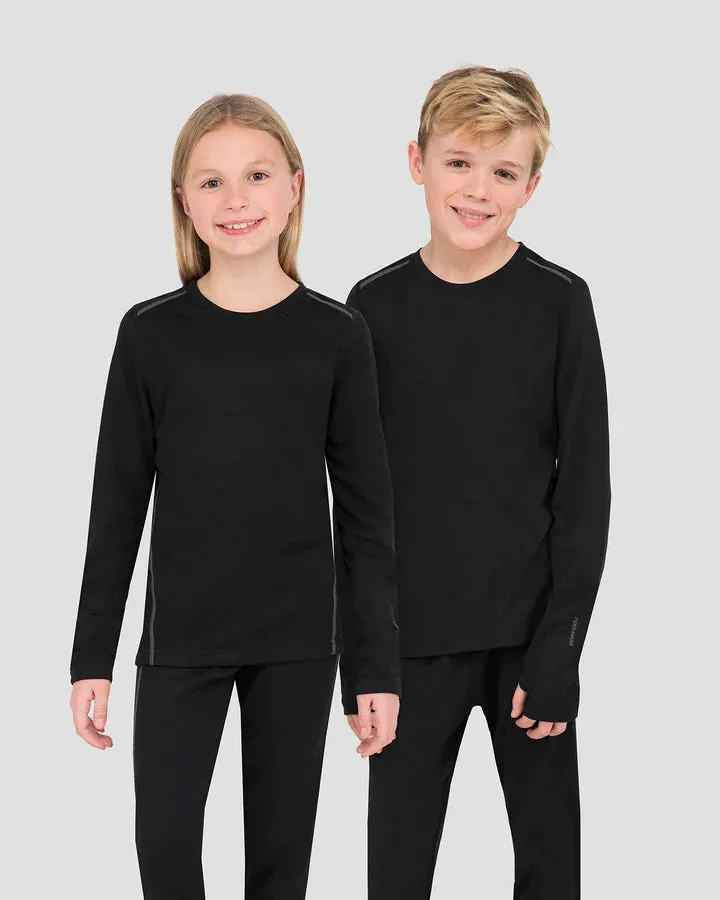 KIDS' GENESIS HERITAGE EXPEDITION WEIGHT FLEECE THERMAL CREW SHIRT SMALL ONYX