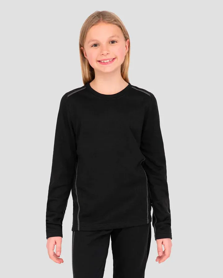 KIDS' GENESIS HERITAGE EXPEDITION WEIGHT FLEECE THERMAL CREW SHIRT SMALL ONYX